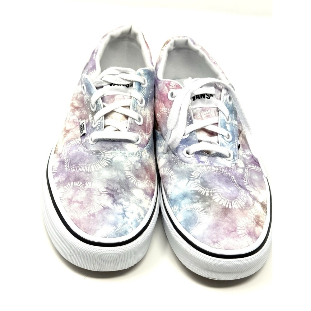 Vans Doheny Multicolor Pink & Blue Tie Dye Heart White Skate Shoes Womens Size 8 - Picture 2 of 11